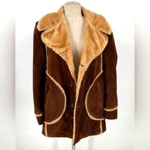 Grais Split Cowhide Designer Suede Leather Rancher Jacket Coat 44 Men Fits S